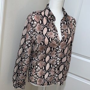 Snakeskin print button down blouse